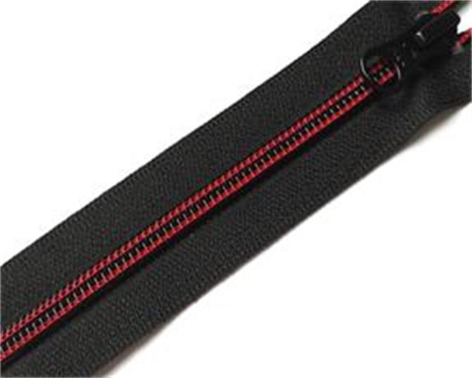 Nylon zipper with contrast color threads